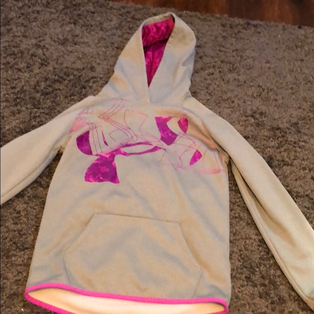 Pink and gray under armor hoodie youth large